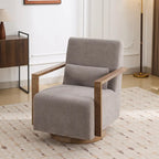 Boucle Upholstered Swivel Armchair with Pillow