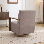 Boucle Upholstered Swivel Armchair with Pillow
