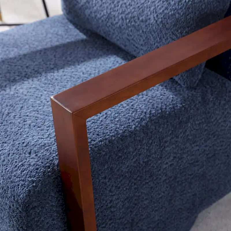 Boucle Upholstered Swivel Armchair with Pillow