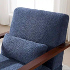 Boucle Upholstered Swivel Armchair with Pillow