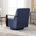 Boucle Upholstered Swivel Armchair with Pillow