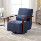 Boucle Upholstered Swivel Armchair with Pillow