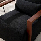 Boucle Upholstered Swivel Armchair with Pillow
