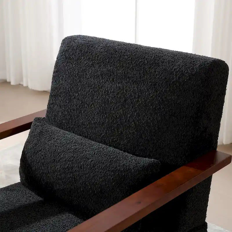 Boucle Upholstered Swivel Armchair with Pillow