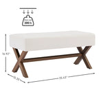 Gestoffeerde bank van 35 inch met houten poten in X-vorm