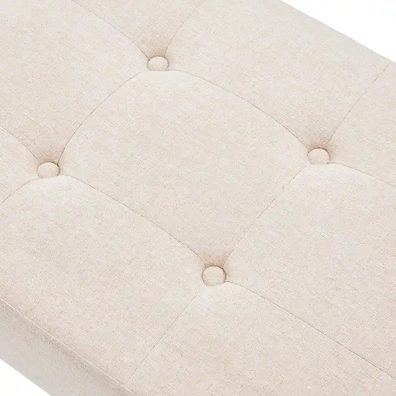 Gestoffeerde bank van 35 inch met houten poten in X-vorm