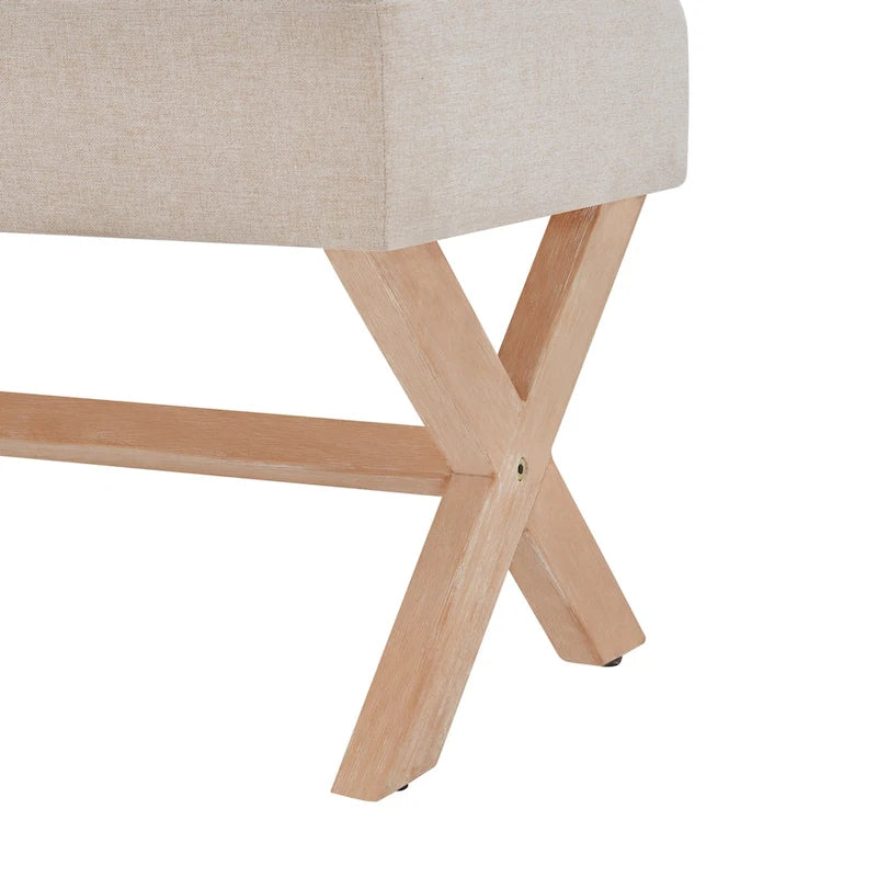 Gestoffeerde bank van 35 inch met houten poten in X-vorm