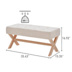 Gestoffeerde bank van 35 inch met houten poten in X-vorm