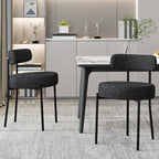 XINMICS Upholstered Boucle Dining Chairs with Black Metal Legs