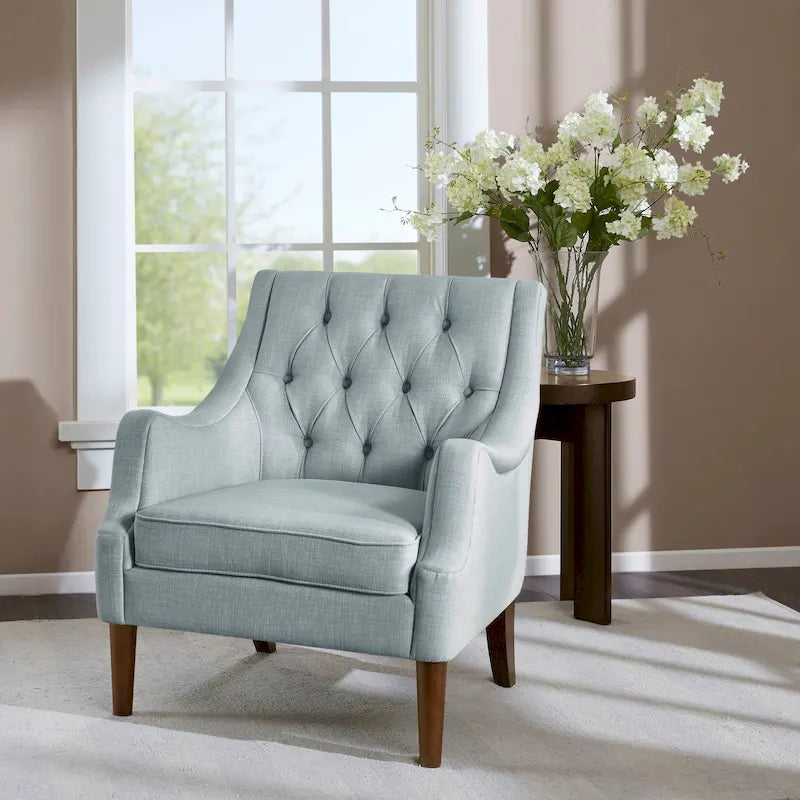 Button-Tufted Upholstered Accent Chair