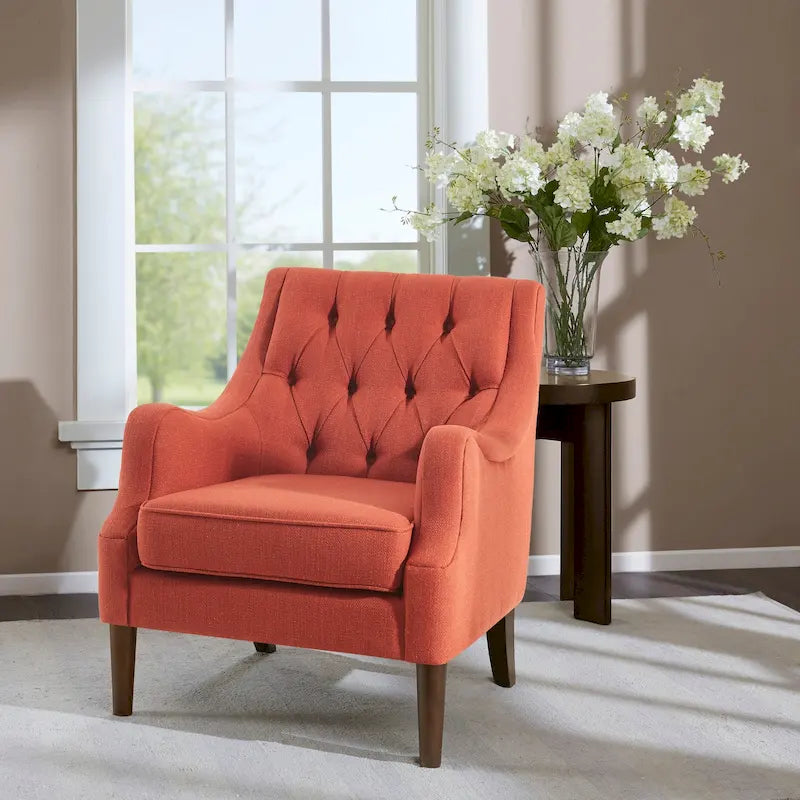 Button-Tufted Upholstered Accent Chair