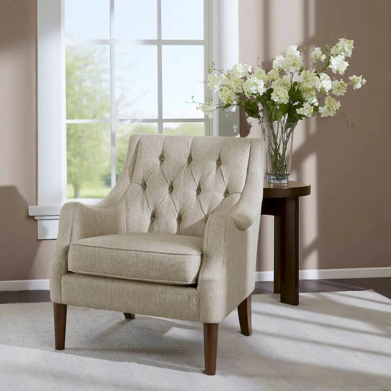 Button-Tufted Upholstered Accent Chair