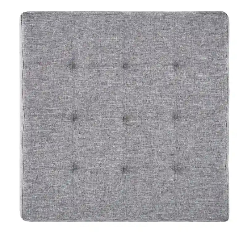 38-Inch Square Upholstered Ottoman Coffee Table with Lower Shelf
