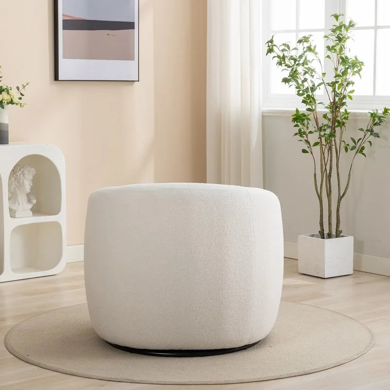 Upholstered Barrel Accent Chair with 360-Degree Swivel
