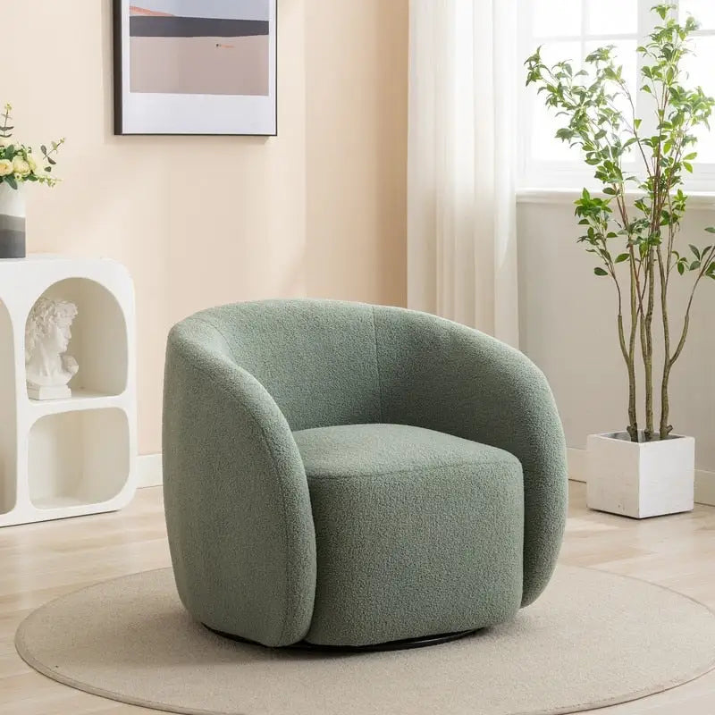 Upholstered Barrel Accent Chair with 360-Degree Swivel