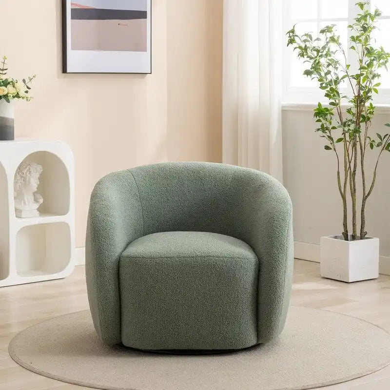 Upholstered Barrel Accent Chair with 360-Degree Swivel