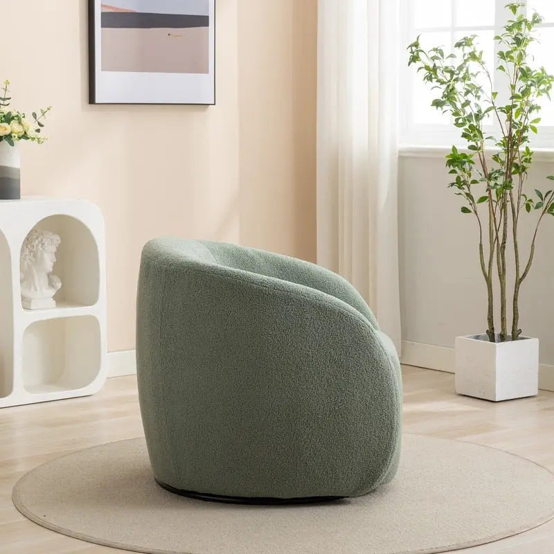 Upholstered Barrel Accent Chair with 360-Degree Swivel