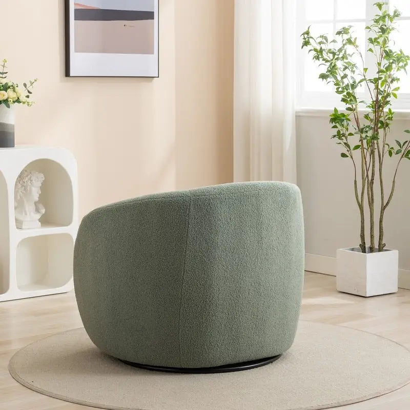 Upholstered Barrel Accent Chair with 360-Degree Swivel