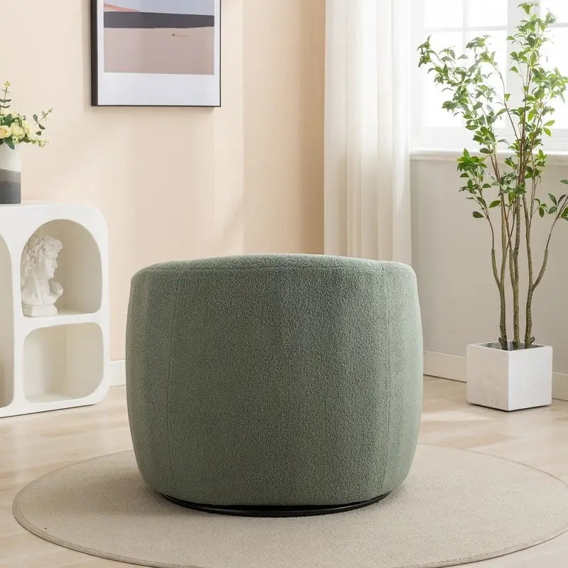 Upholstered Barrel Accent Chair with 360-Degree Swivel