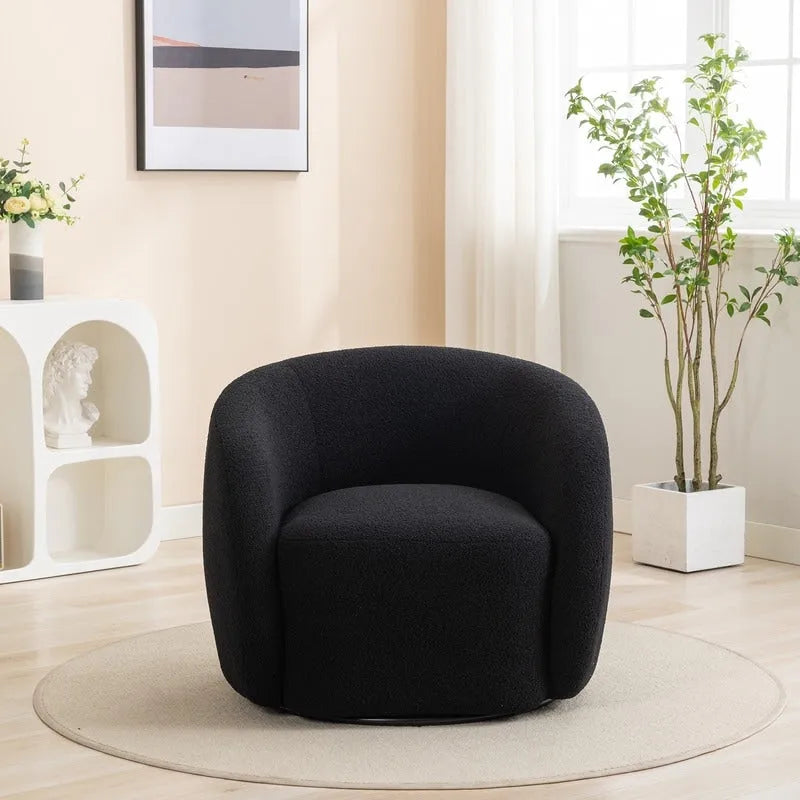 Upholstered Barrel Accent Chair with 360-Degree Swivel