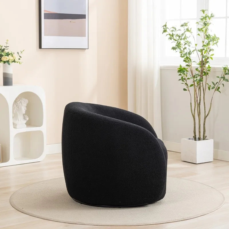 Upholstered Barrel Accent Chair with 360-Degree Swivel