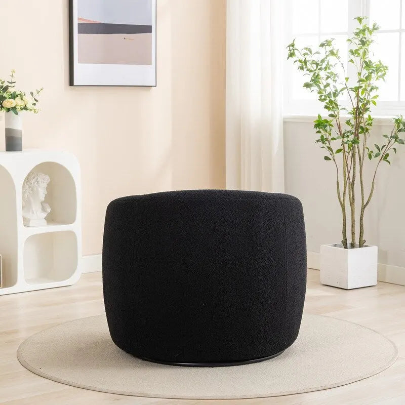 Upholstered Barrel Accent Chair with 360-Degree Swivel