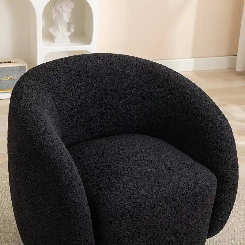 Upholstered Barrel Accent Chair with 360-Degree Swivel