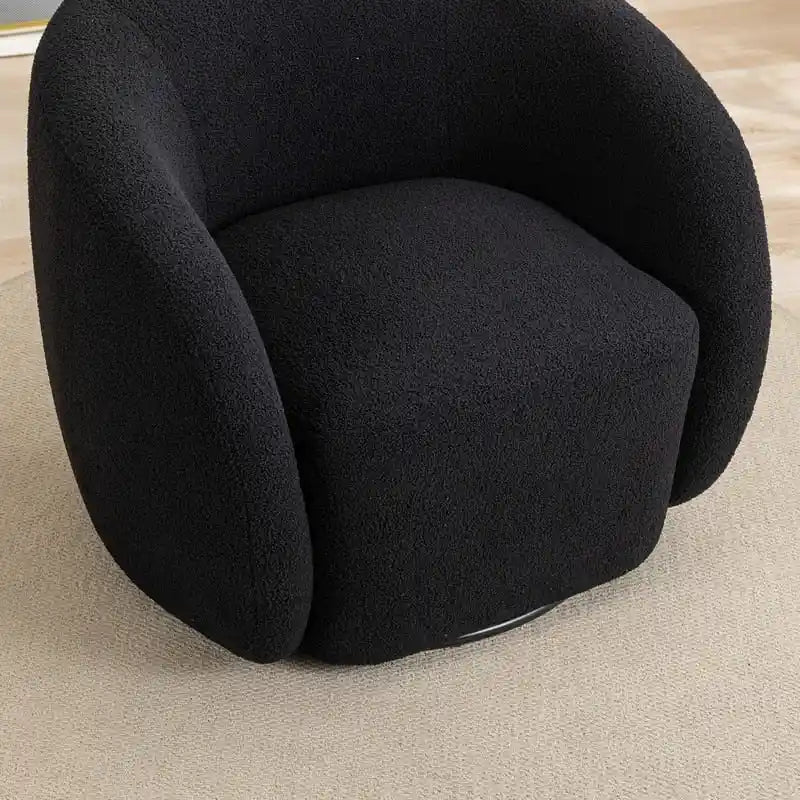 Upholstered Barrel Accent Chair with 360-Degree Swivel