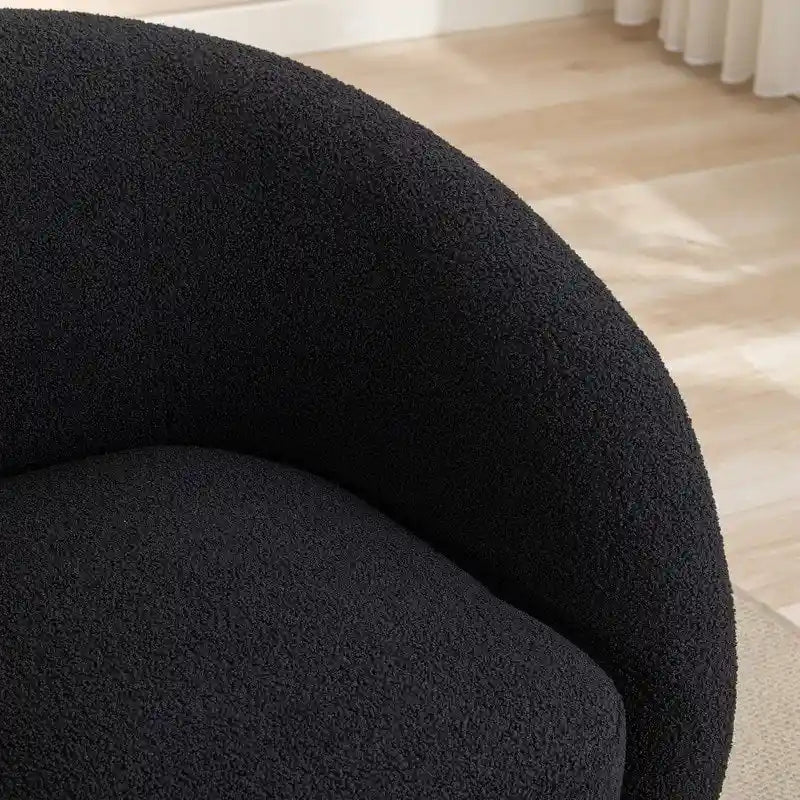 Upholstered Barrel Accent Chair with 360-Degree Swivel