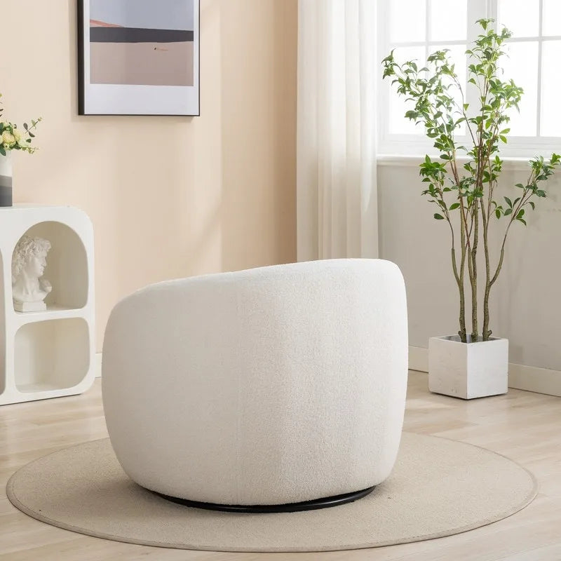 Upholstered Barrel Accent Chair with 360-Degree Swivel