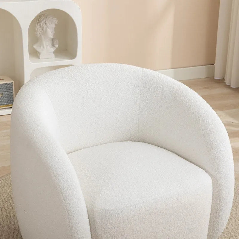 Upholstered Barrel Accent Chair with 360-Degree Swivel