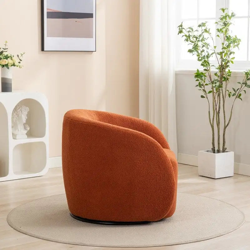 Upholstered Barrel Accent Chair with 360-Degree Swivel