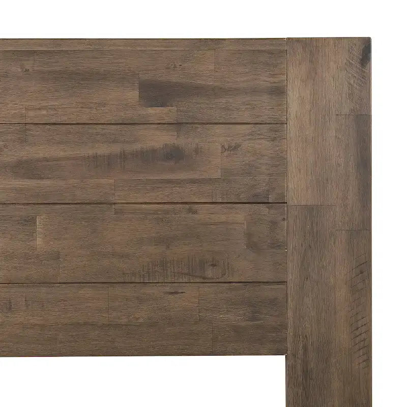Struttura letto a piattaforma in legno marrone con testiera
