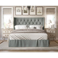 Button-Tufted Upholstered Panel Bed