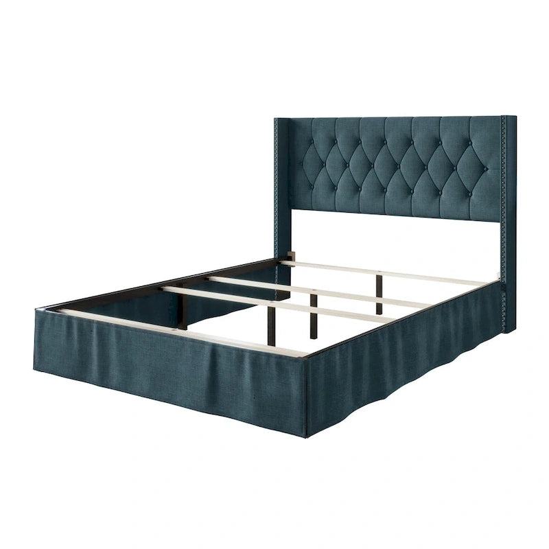 Button-Tufted Upholstered Panel Bed