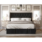 Button-Tufted Upholstered Panel Bed