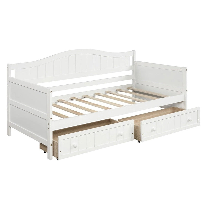 Einzelbett aus Holz mit 2 Stauraumschubladen