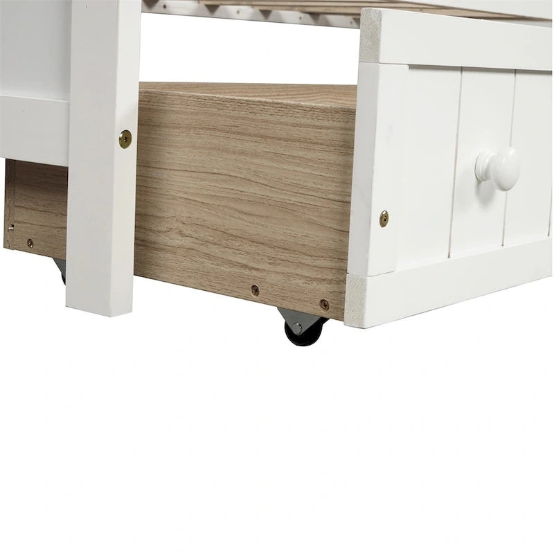 Einzelbett aus Holz mit 2 Stauraumschubladen