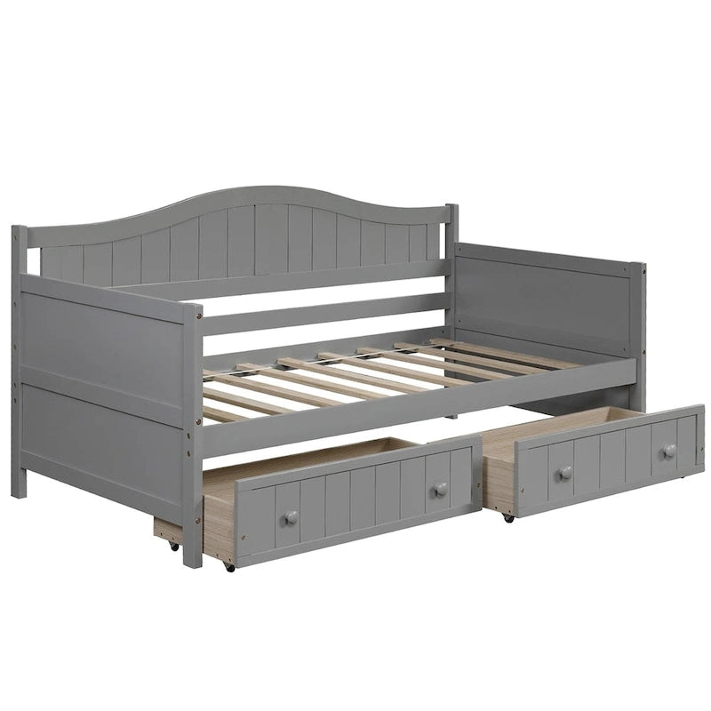 Einzelbett aus Holz mit 2 Stauraumschubladen