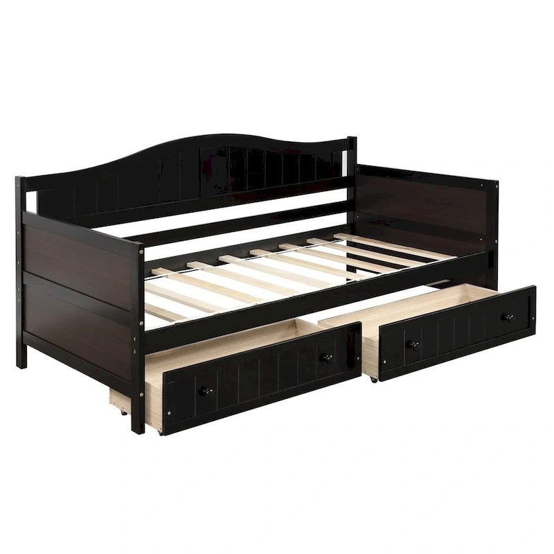 Einzelbett aus Holz mit 2 Stauraumschubladen
