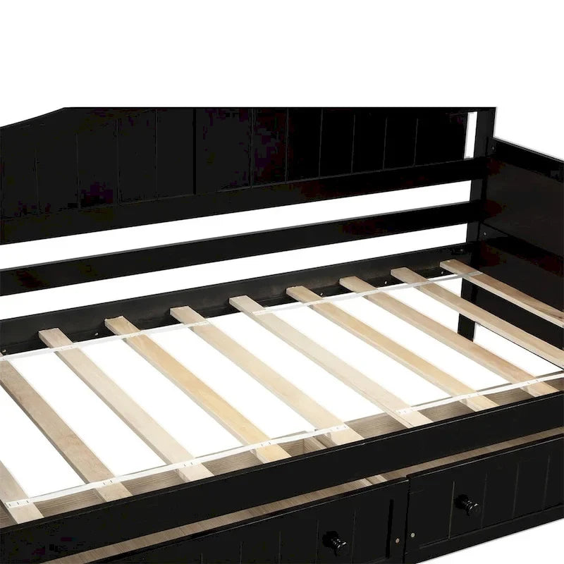 Einzelbett aus Holz mit 2 Stauraumschubladen