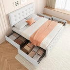 Cadre de lit en similicuir avec 4 tiroirs de rangement