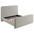 Jene King Size Bed, Upholstered Panel Headboard, Rounded Corners, Gray