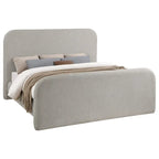 King Size Gray Upholstered Bed with Rounded Panel Headboard