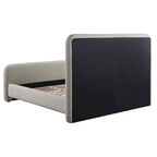 King Size Gray Upholstered Bed with Rounded Panel Headboard