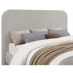 King Size Gray Upholstered Bed with Rounded Panel Headboard
