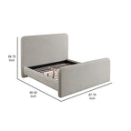 King Size Gray Upholstered Bed with Rounded Panel Headboard