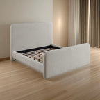 King Size Gray Upholstered Bed with Rounded Panel Headboard