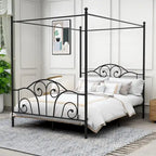 Aufank Vintage Four Post Metal Canopy Bed Frame