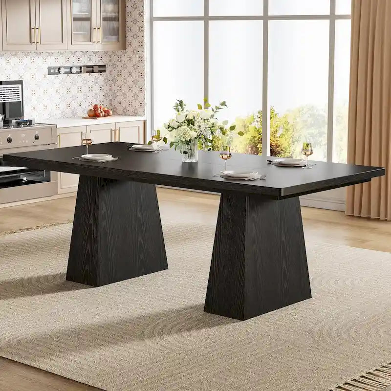 Mesa de jantar retangular de madeira engenheirada de 63 polegadas